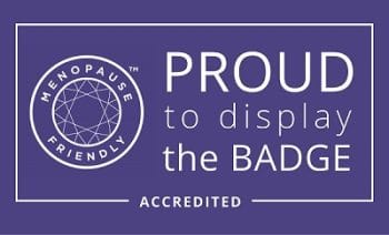 Proud to be Menopause Friendly Accredited words