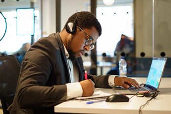Man working in an office at a desk