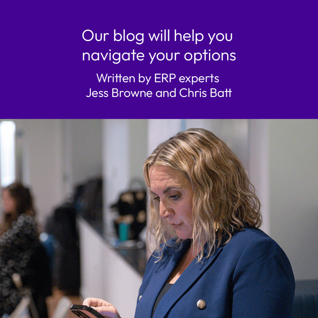 Blog title on a background image of a lady on a phone