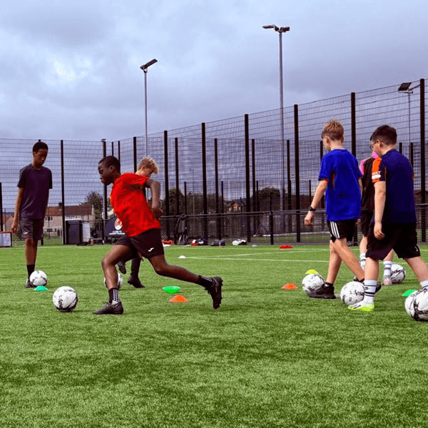 Children playing football