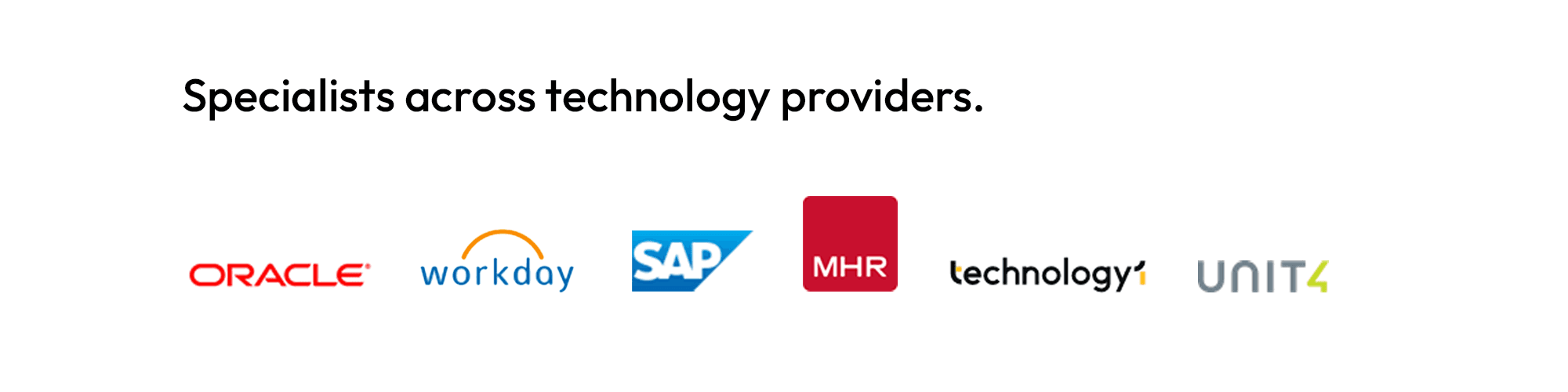 Specialists across technology providers.